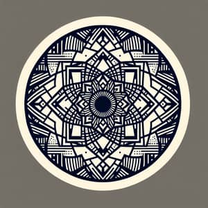 Minimalist Geometric Circle Design with Black and Blue Patterns
