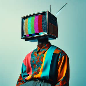 Surrealist African Man with TV Head | Unique Style Artwork