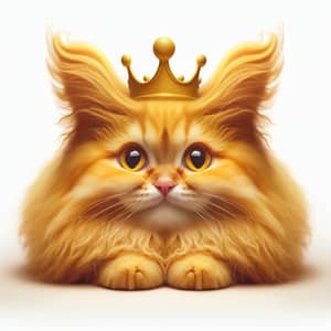 Whimsical Cat with Crown Head | Yellow Soft Candy Fur