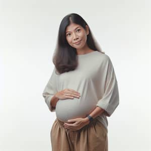South Asian Woman with Unusually Large Belly - Pregnancy Anticipation
