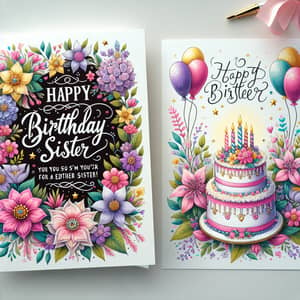 Elder Sister Birthday Card Wishes with Floral Decorations