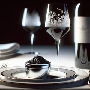 Luxurious Dining Experience with Black Caviar and Red Wine