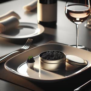 Luxury Black Caviar Presentation on White Plate | Fine Dining Setting