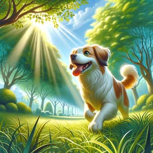 Frisky Canine Exploring Lush Greenery | Dog in Park