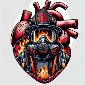 Heart Muscle Firefighter Illustration - Unique Artwork