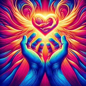Heart of Love and Unity: Symbolic Hands Reaching for Hope and Connection
