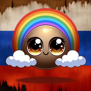 Unique Brown Rainbow Anime Art | Russian Flag Background