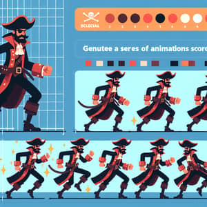 Pirate Character Animation Series: 15-Color, 64x64 Pixels Design