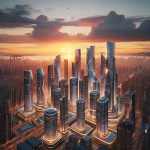 Futuristic Sunset Cityscape | Urban Skylines & Neon Lights