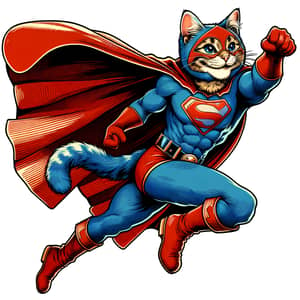 Playful Superhero Cat Illustration | Comic Book Style Art