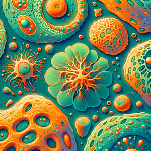 Vivid Plant and Animal Cells: Intricate Detail in Colorful Palette