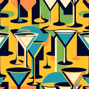 Martini Glass Pop Art Pattern - Bold & Vibrant Design
