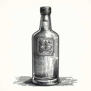 Vintage Style Vodka Bottle Line Drawing Sketch