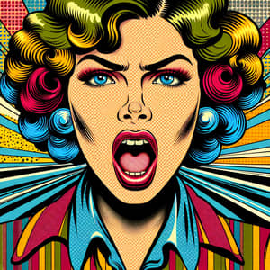 Retro Pop Art: Vibrant Woman Screaming Art Piece