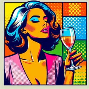 Vibrant Pop Art Woman Holding Vodka Glass