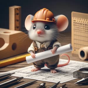 Smart Engineer Mouse: Anthromorphic Rodent in Hard Hat