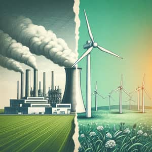 Traditional vs Clean Energy: Power Plant vs Wind Turbine