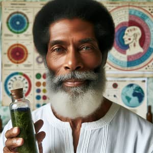 Elderly Caribbean Man with Sea Moss Bottle | Natural Healer Charts