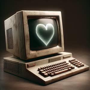 Vintage Heart-Shaped Computer for Nostalgic Enthusiasts