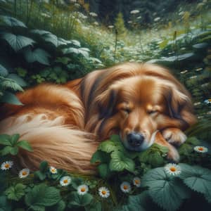 Serene Dog Resting in Eternal Peace | Nature Scene