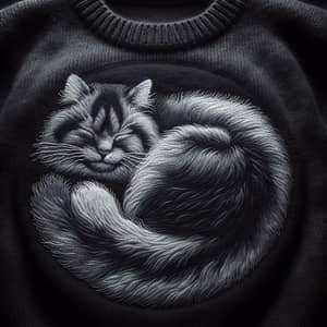 Black Wool & Cashmere Cat Embroidered Sweater | Tranquil Design