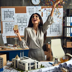 Middle-Eastern Female Architect Celebrating New Year | Architectural Designs
