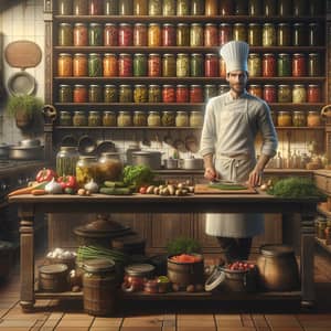 Colorful Pickles & Chef in Action | Kitchen Scene Inspiration