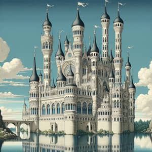 Enchanting Castle Illustration | Dream-like Fairytale Atmosphere