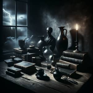Enigmatic Existentialism: Dark and Moody Philosophical Scene