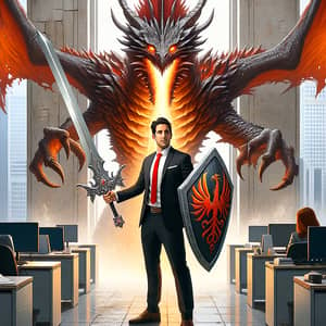 Gamification in Real Life: Man Battles Dragon in Office Attire