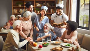 Diverse Volunteers Bringing Joy to Seniors in Nursing Home
