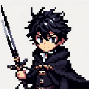 Pixel Art of Kirito from Sword Art Online
