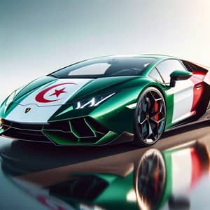 Slick Lamborghini Car Reflecting Algerian Flag Colors