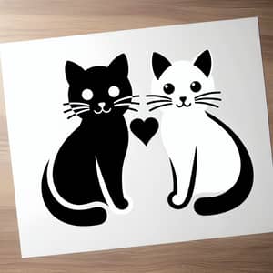 Black and White Cats with Heart Symbol | Lovely Pet Duo