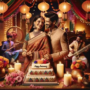 Indian Wedding Anniversary Celebration with Vibrant Colors and Traditional Decorations