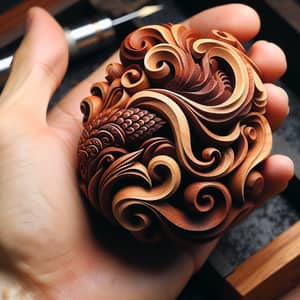 Masterfully Crafted Mahogany Wood Sculpture
