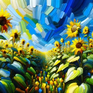 Abstract Sunflowers: A Vibrant Field of Color