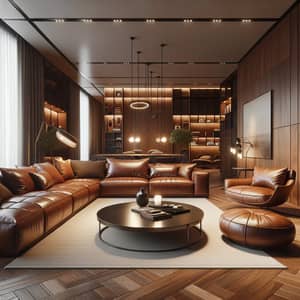 Luxurious Leather Furniture Setup for Modern Interior Design