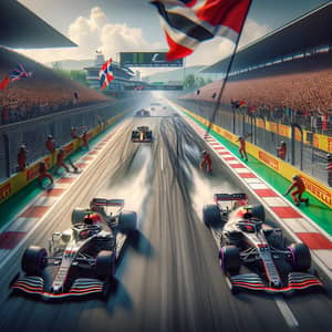 Intense Formula One Grand Prix Race with Aerodynamic Race Cars