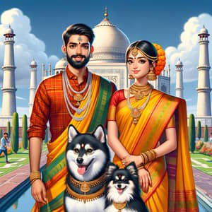 South Indian Boy & Girl in Traditional Attire at Taj Mahal