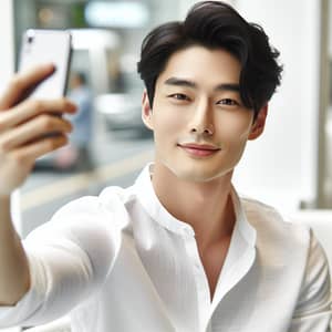 Stylish Korean Man Taking Selfie | Trendy Fashionable Look