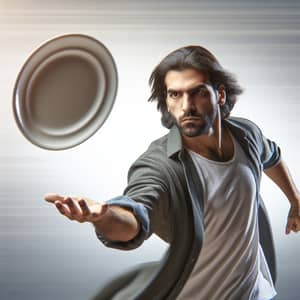 Middle-Eastern Man Throws Ceramic Plate in Motion