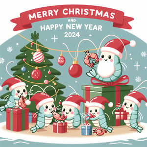 Festive Shrimp Family Christmas Card | Holiday 2024 Design