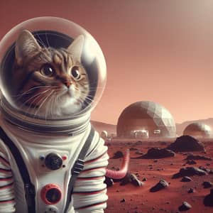 Astronaut Cat at Mars: Feline Explorer in a Miniature Space Suit