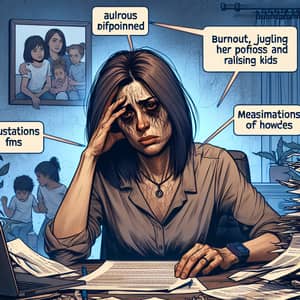 Hispanic Woman Struggling with Work-Life Balance: A Tale of Burnout & Despair