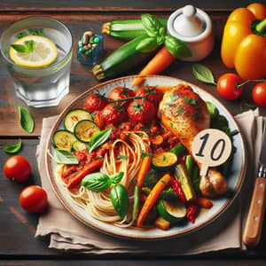 Delicious $10 Meal: Savory Pasta, Roasted Veggies, Baked Chicken