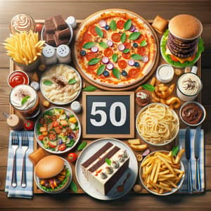 Delicious $50 Food Spread: Pizza, Burgers, Salad, Pasta, Fries & Cake
