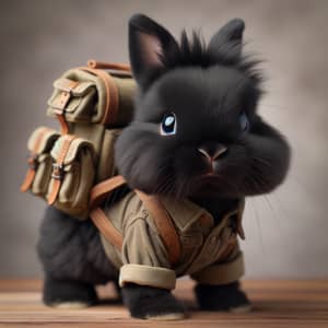 Adorable Male Rabbit with Black Fur and Blue Eyes | Khaki Shirt Explorer