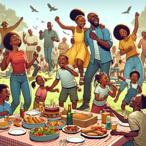 Black Family Enjoying Lively Park Party | Happy Gathering Outdoors