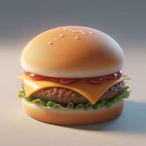Inexpensive Dollar Burger with Cheese, Lettuce, and Tomato